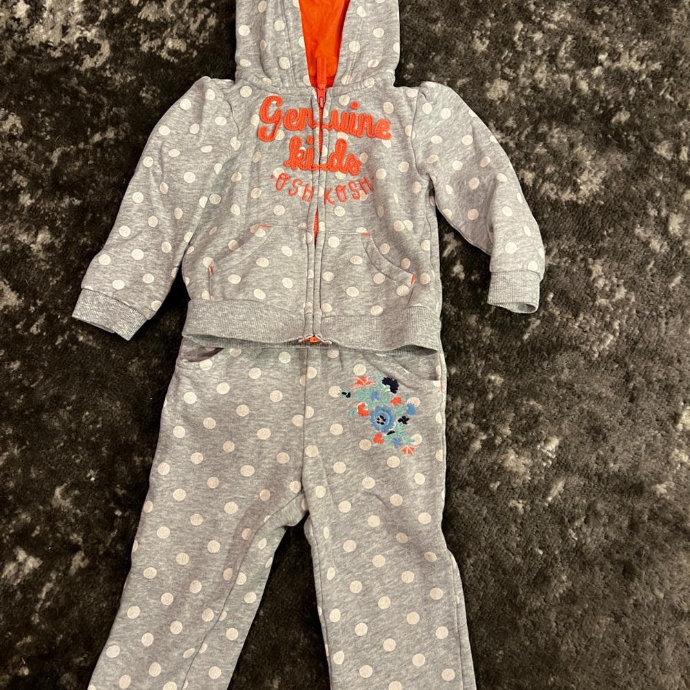 Genuine Kids Gray Polka Dot Matching Set